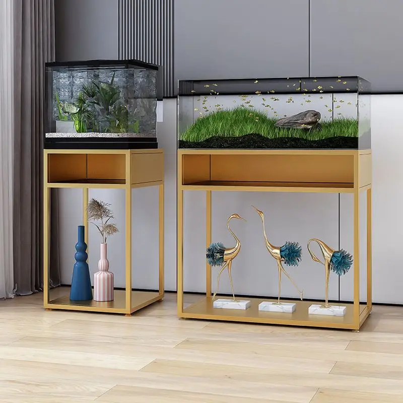 

Simple fish tank shelf load-bearing base light luxury flower shelf living room floor-to-ceiling bonsai rack balcony wrought