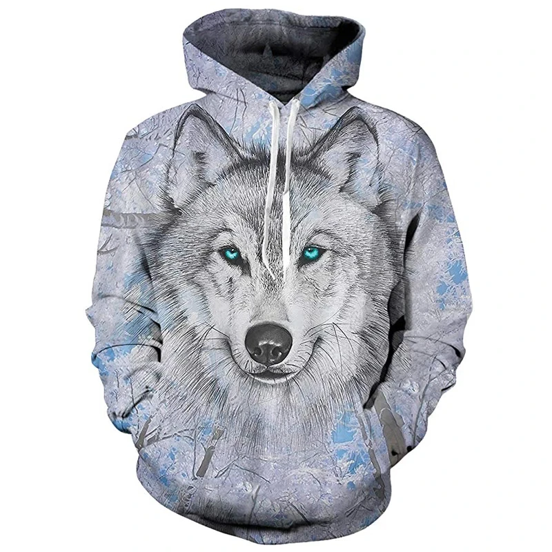 Snow Wolf 3D printed hoodie Harajuku street pullover casual cartoon animal personality youth sportswear s-5xl