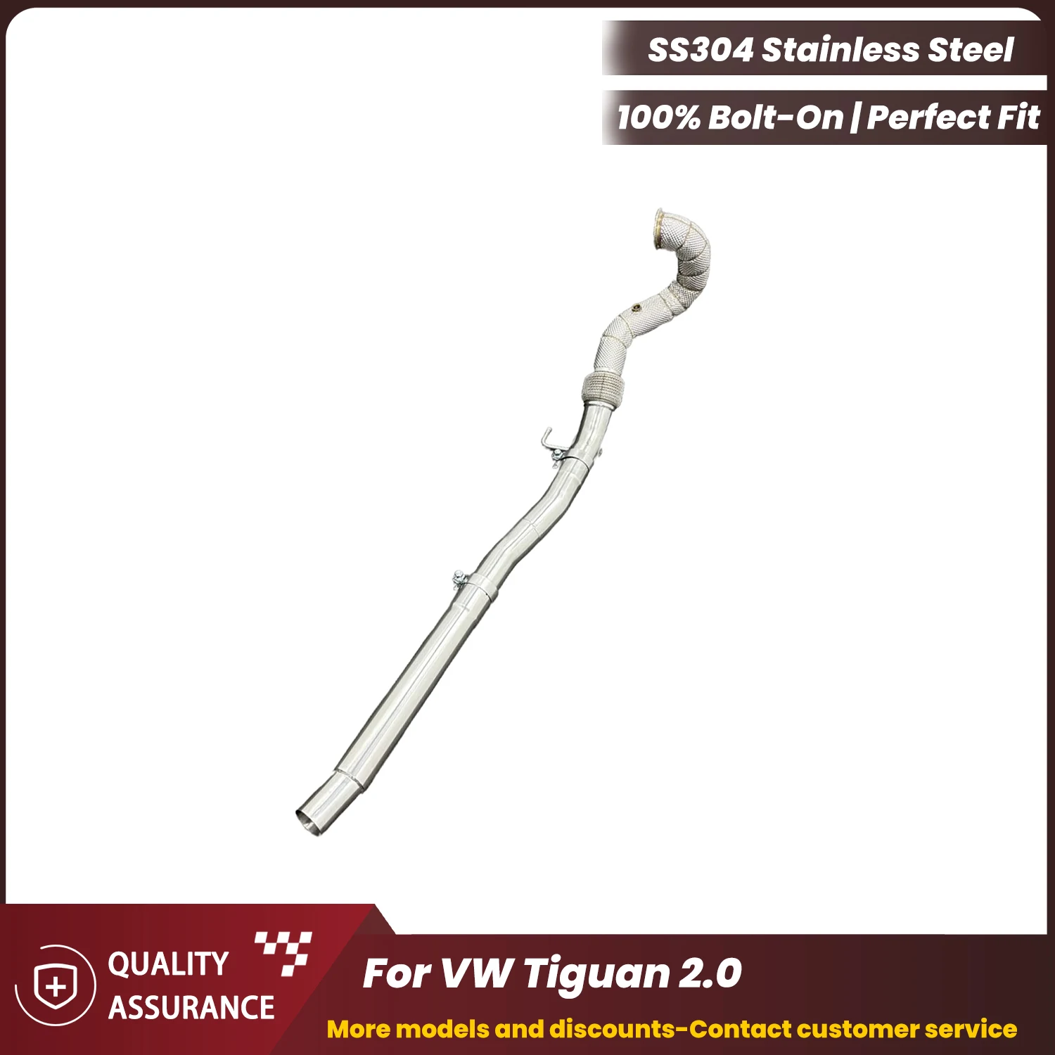 

ECCF Easy Installation Downpipe With Heat Shield For VW Tiguan 2.0 Aggressive Exhaust Sound High Flow Performance Upgrade