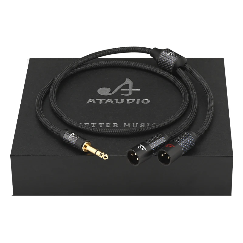 ATAUDIO HiFi 6,5 mm TRS auf 2XLR Kabel Hochwertiges quadratisches OCC 6,5 Klinke auf 2XLR Mixer Lautsprecher 1/4 Zoll TRS Y Splitter Kabel 4
