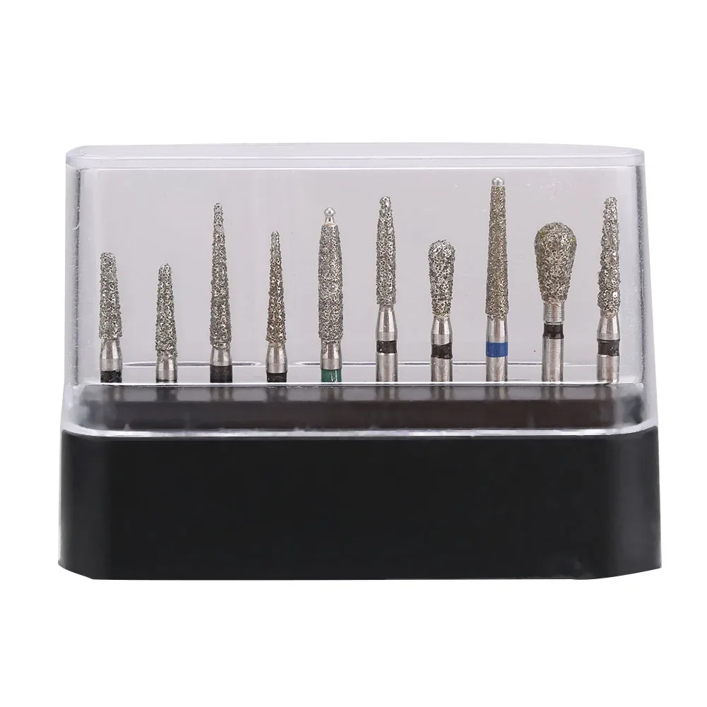 

10Pcs/set Dental Diamond Burs Drill 1.6mm High Speed Handpiece Emery Bits Kits Dentist Ceramics Teeth Polisher Whitening Tools