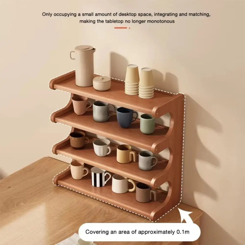 Simple 2/3 Tiers Desktop Storage Rack Compact Space-saving Wood Tabletop Stand Multi-functional Sturdy Desk Bookshelf Seasoning