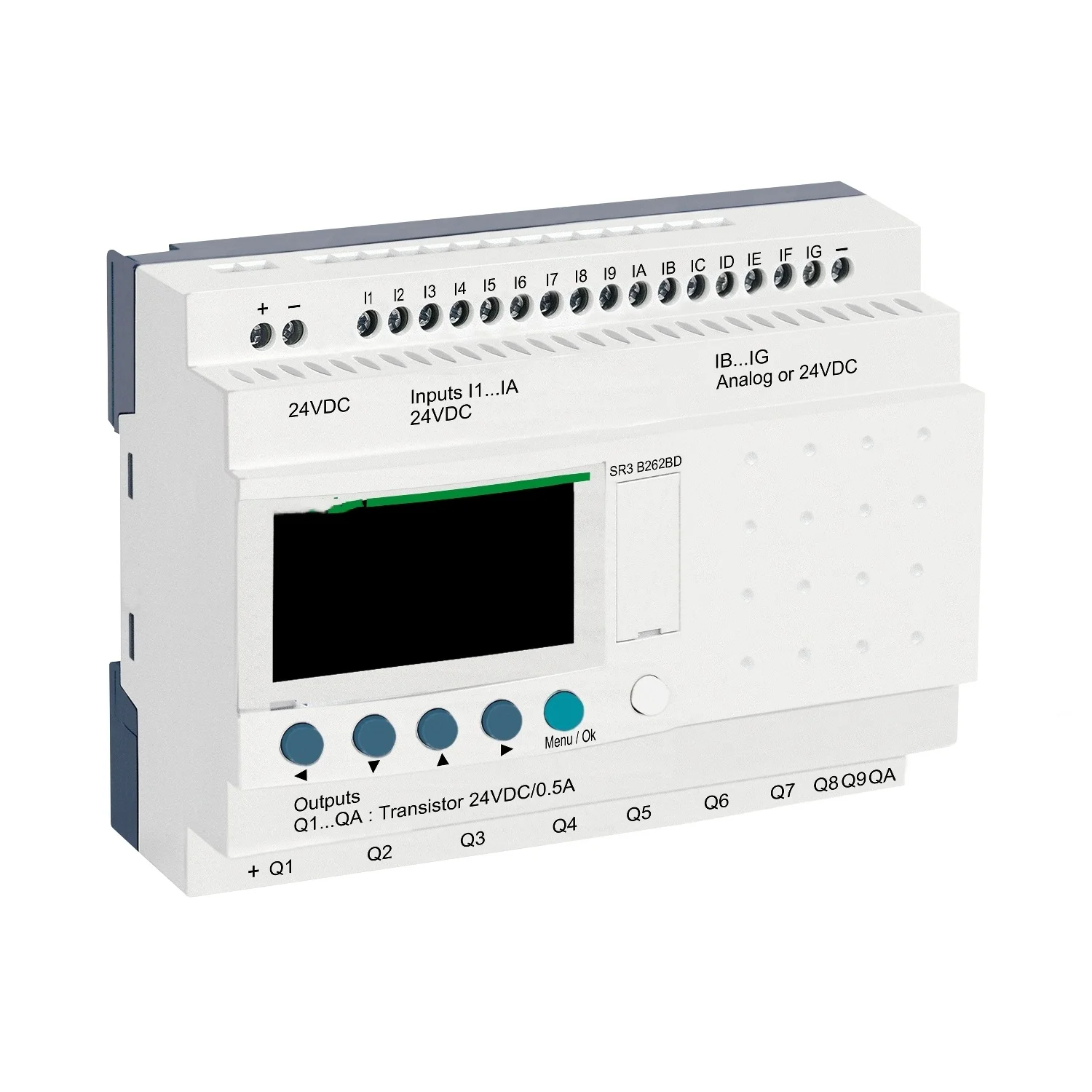 Modular smart relay Zelio Logic - 26 I O - 24 V DC - clock - display SR3B262BD