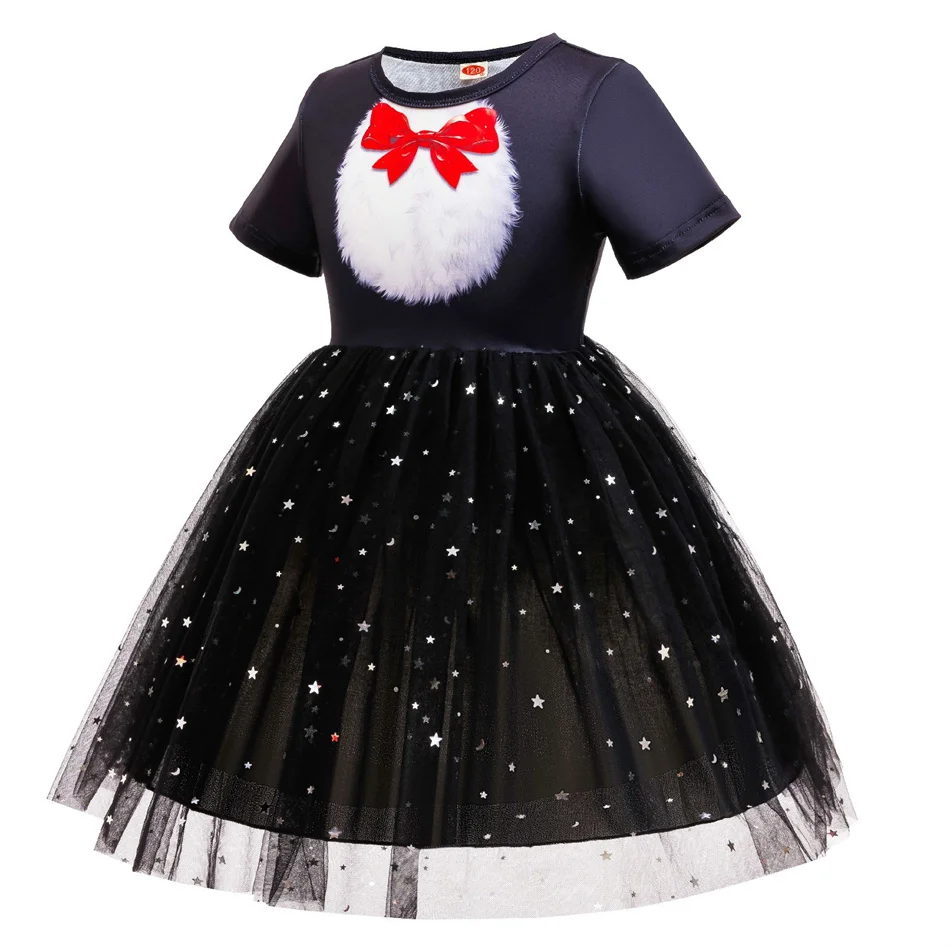 Kinder-Katzenkostüm mit Hut, Pailletten-Netz-Prinzessinnenkleid, Kinder-Bühnenkostüm, Mädchen-Halloween-Karneval-Partykleid – Detail 3