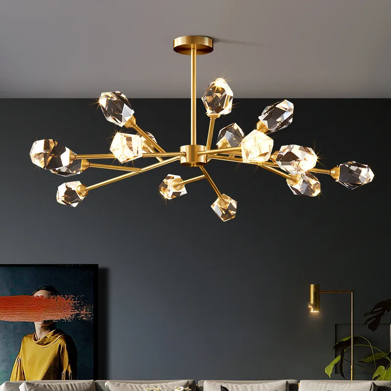 Modern Luxury Style LED Chandelier For Living Room Bedroom Dining Room Kitchen Ceiling Lamp Gold Copper Crystal G9 Pendant Light