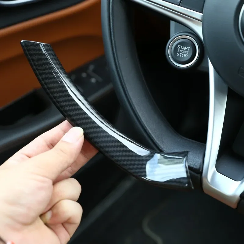 ABS Carbon Fiber Car Steering Wheel Cover Trim Stickers Interior Car Accessories for Alfa Romeo Giulia Stelvio 2017-2021