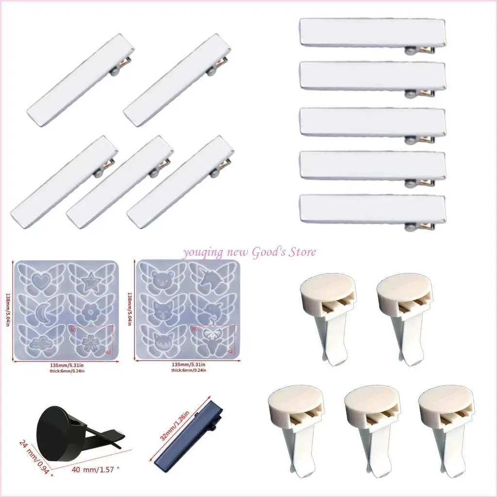 57QA DIY Crystal Hair Clips Mold Butterfly Shaped Mould Car Air Vent Clip Accessories