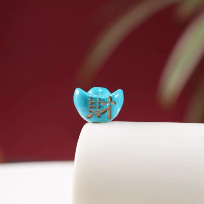 Turquoise ingot through hole DIY cultural play accessories