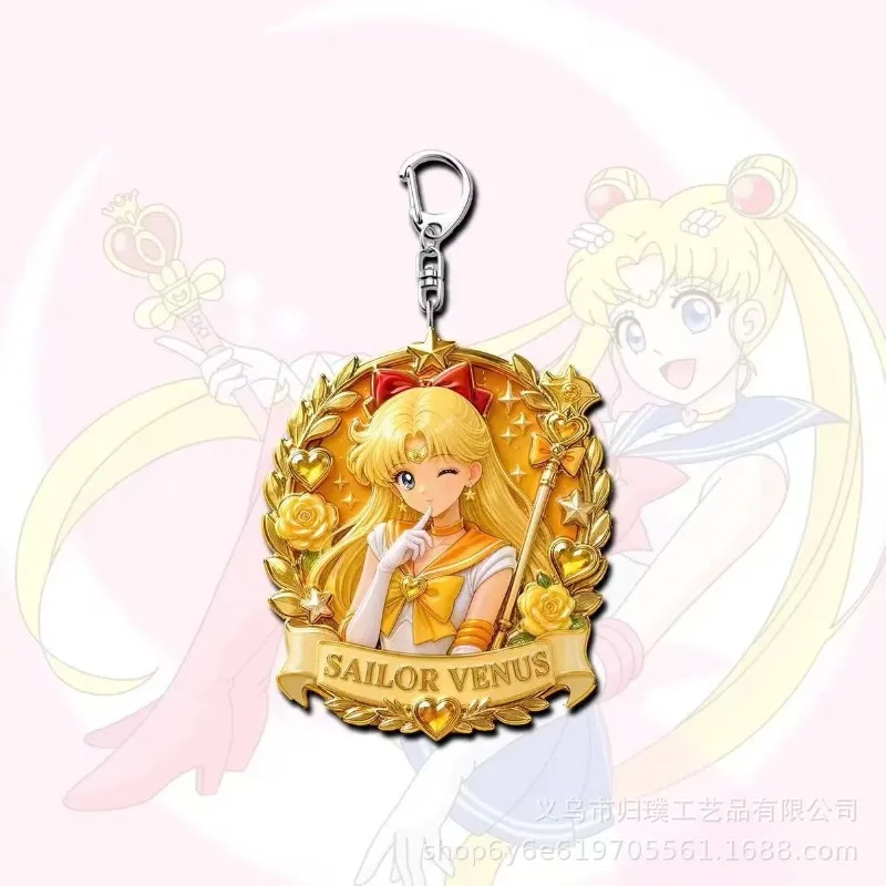 6PCS Sailor Moon Anime  Keychain Cartoon Character  Backpack Hanging Ornament Collectible Decorative Fan Gift view 3