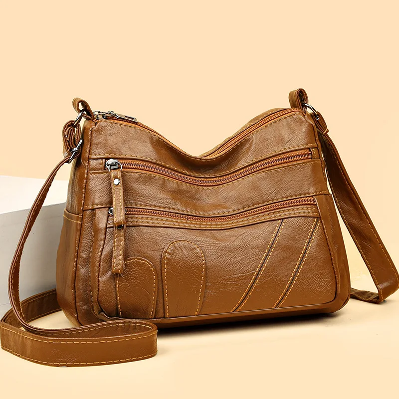 Large Capacity Pu Soft Leather Mother Bag Women's New Large Capacity Middle-aged and Elderly Women's Messenger Bag Change Bag