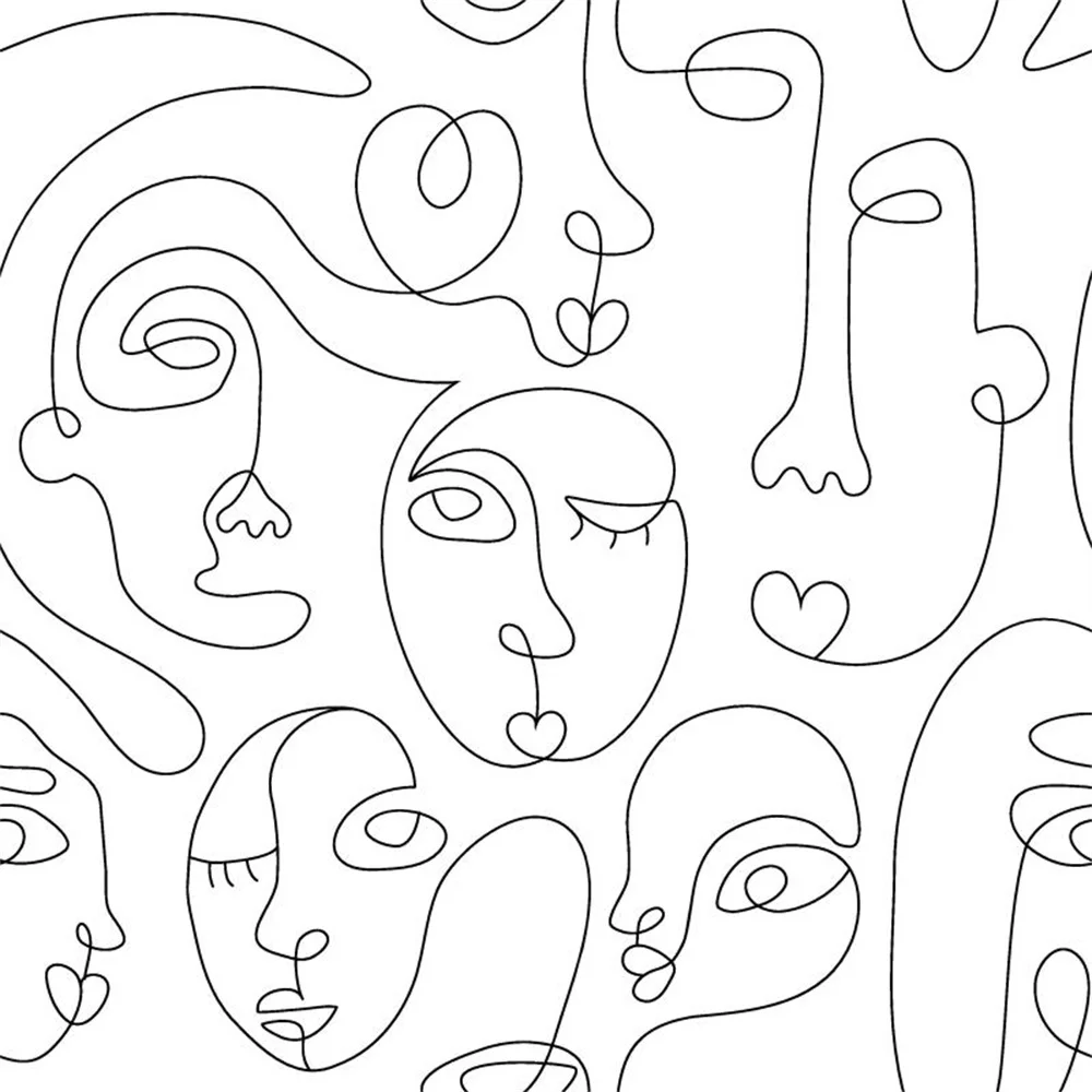 Custom European Black and White Abstract Face Line Art Wallpaper living room Mural Bathroom Backdrop 3d Wall Paper home decor