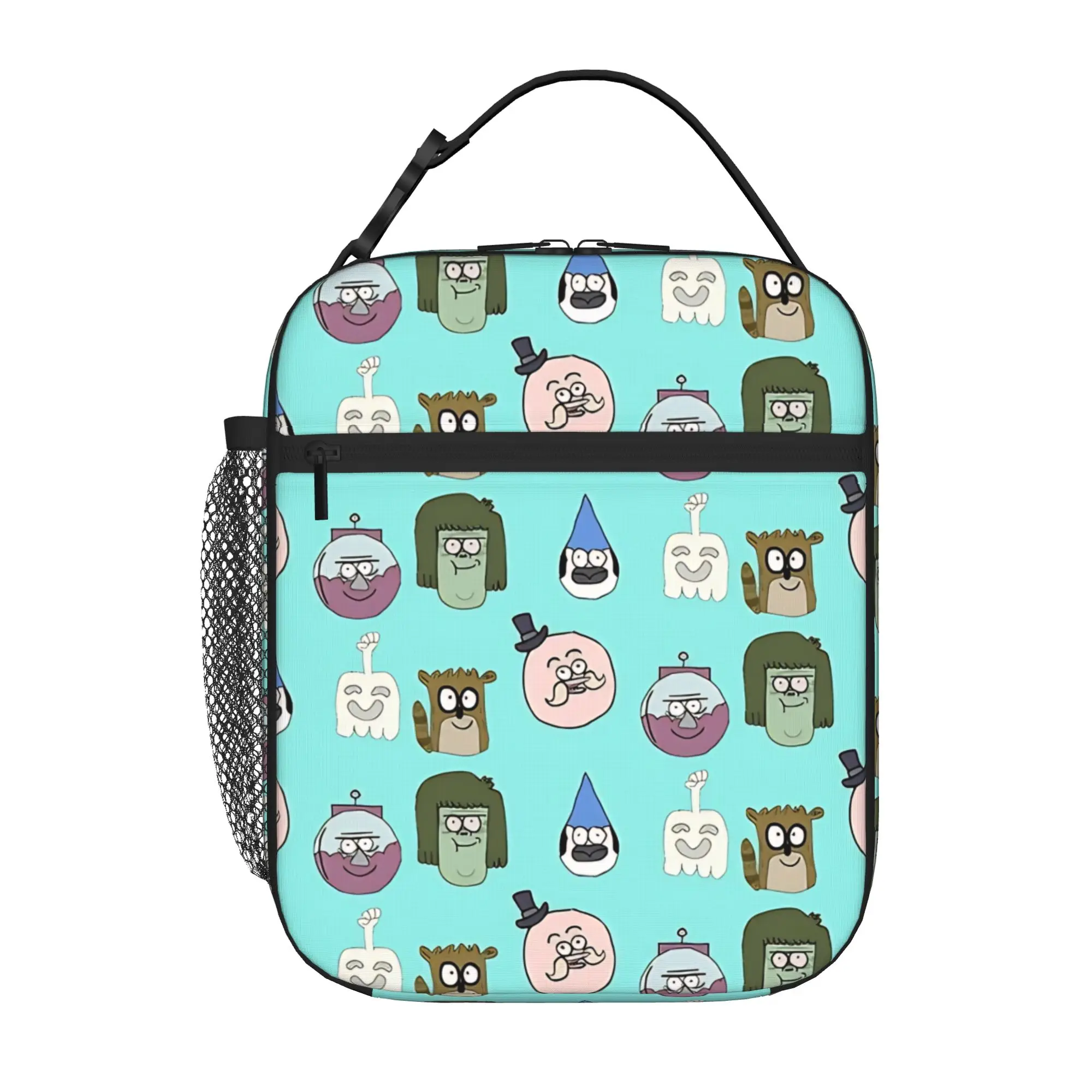 1 Piece Zipper Closure cute bird couple  Storage Bag Pocket R-Regular show School Lunch Food Box Reusable For Lunch Food Bag