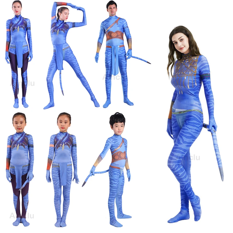 

Kids Adult Avatar The Way of Water Alien Cosplay Women and Men Bobysuit Halloween Zenti Party Tights