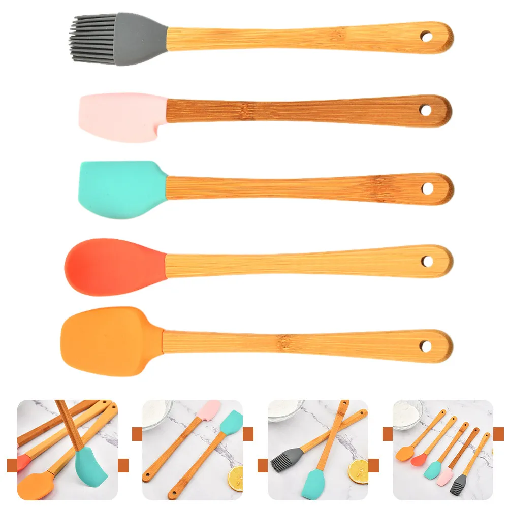 

Набор из 5 силиконовых лопаток для крема и кондитерских изделий, кухонный скребок для выпечки, универсальный скребок с гладкими краями и эргономичной ручкой