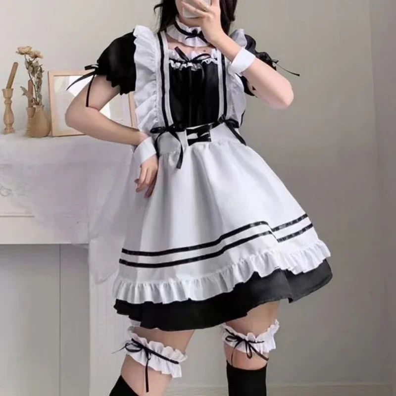 Schwarz rosa lolita maid kostüme süße mädchen frauen schöne maid cosplay kostüm animation zeigen japanisches outfit kleid kleidung S-5XL