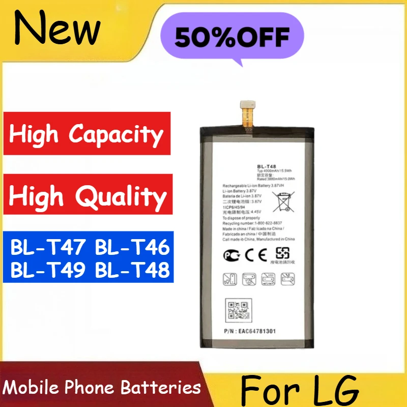 

New BL-T47 BL-T46 BL-T49 BL-T48 Replacement Batteries For LG V60 ThinQ LMV600VM STYLO 6 LM-Q730MM K510 K51S LM-K410BMW LM-K51