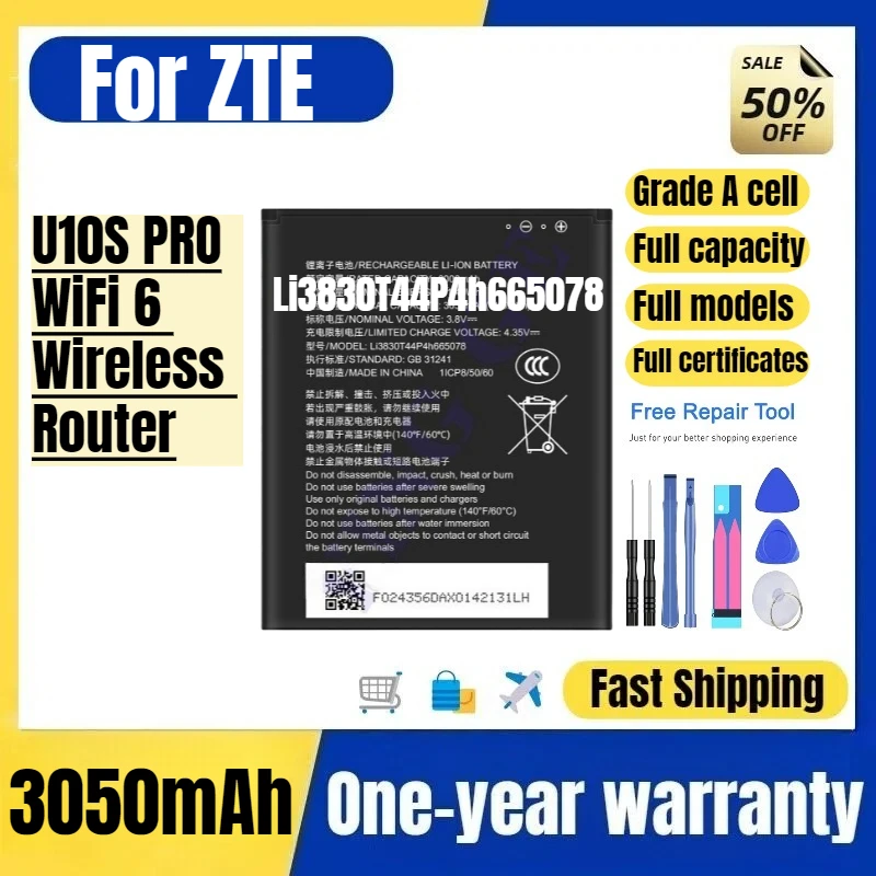 Li3830T44P4h665078 for ZTE U10S PRO/WiFi 6 Wireless Router Mobile Phone Battery High Quality Replacement Bateria Grade A Cell