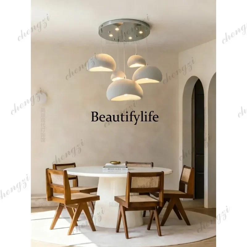 EE Silent Wind Restaurant Chandelier Italian Minimalist White Multi-headed Dining Room Light Modern Simple Dining Table Lighting