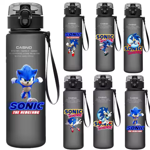 560ML Sonic The Hedgehog Print Water Bottle Large Capacity Drinking Portable Home Anime Outdoor Sport Water Cup Kid Gift