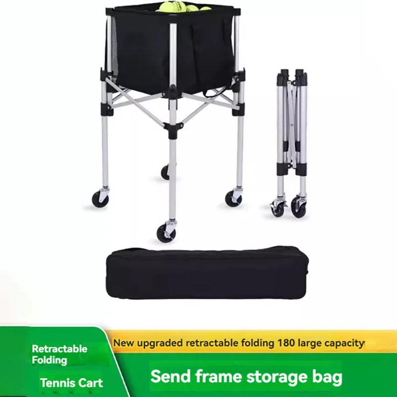 

Tennis Portable Coach Telescopic Folding Cart Ball Storage Frame Big Capacity Can Hold Aluminum Alloy Bracket180 Balls