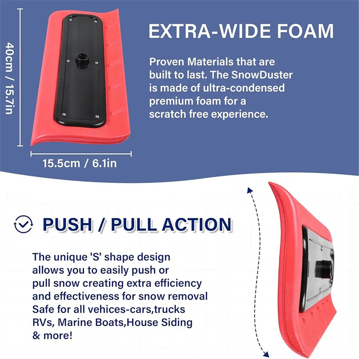 

Щетка для снега MALL Foam Snow Brush и скребок для снега с легкой пенопластовой головкой для крыш, автомобилей и водостоков