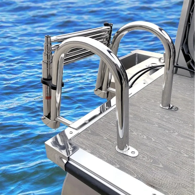 

4 Step Marine Boat Folding Ladder Thickened 316 Stainless Steel Telescoping Ladder Swim Platform Boat Accessories Yacht Ladder