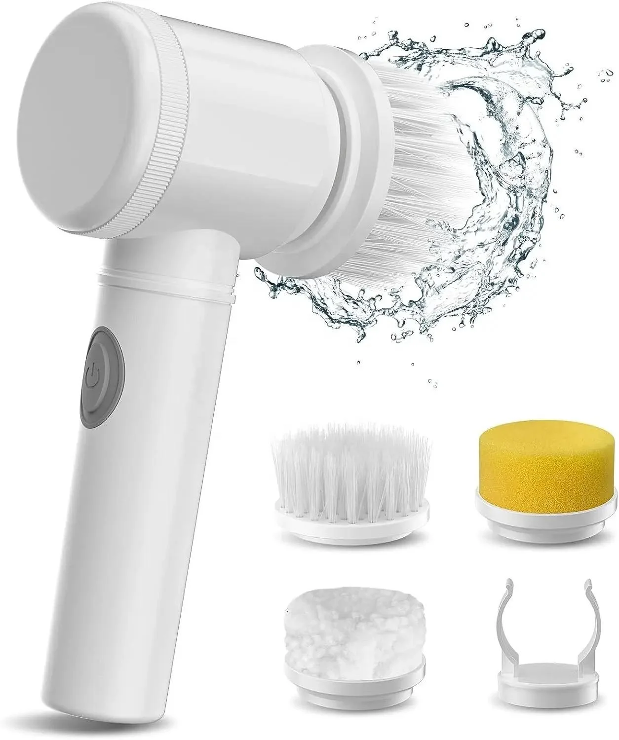 Cordless Electric Battery Powered Scrub Brush Water Resistant Multi-Purpose & Grout Head Ultrasonic Scrubber Kitchen Bathroom
