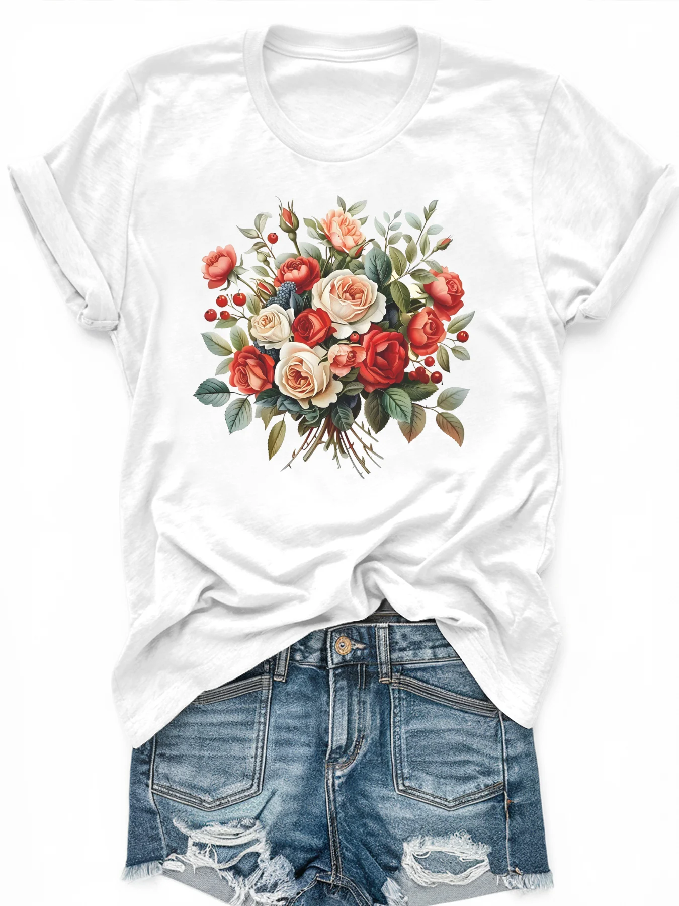 

Women's PLUS-size Printed Short-sleeved T-shirt, Loose and Casual, Soft, Comfortable and Breathable, Outdoor Sports