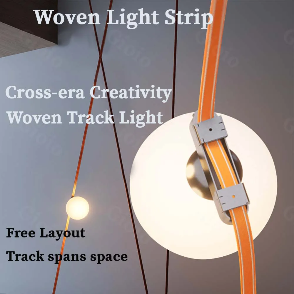 Black Gray Green Khaki Orange Smart Zigbee Thin Magnetic Woven Track Light ，New Flexible woven rope magnetic track lamp