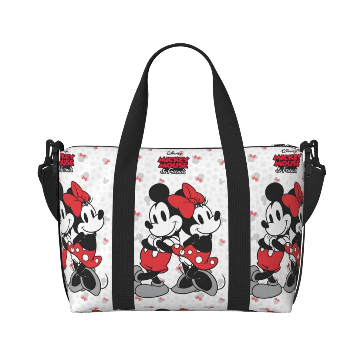 

Custom Mickey Mouse Beach Tote Bag for Women Extra Large Gym Carry On Fashion Cartoon Travel Shopping Bags