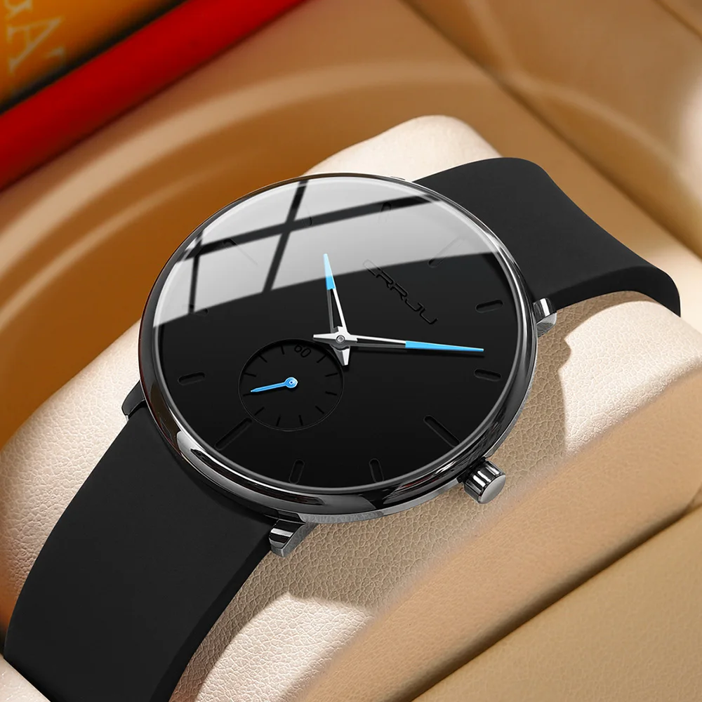 CRRJU 2150 Men Watch Casual Quartz Watches For Men Clock Man Silicone Strap Wristwatch Friends Family Gift Valentine's Day