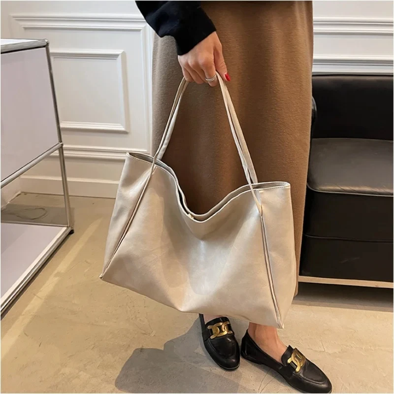 Vintage Rode Dames Draagtas Atletische Casual Mode Grote Capaciteit Leren Schoudertas Shopper Harajuku Eenvoudige Handtas Sac