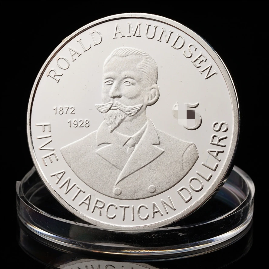 Roald Amundsen 1911-2011 Silver Plated Commemorative Coin Medal 100th Anniversary Navigation Cross Border Coins COPY