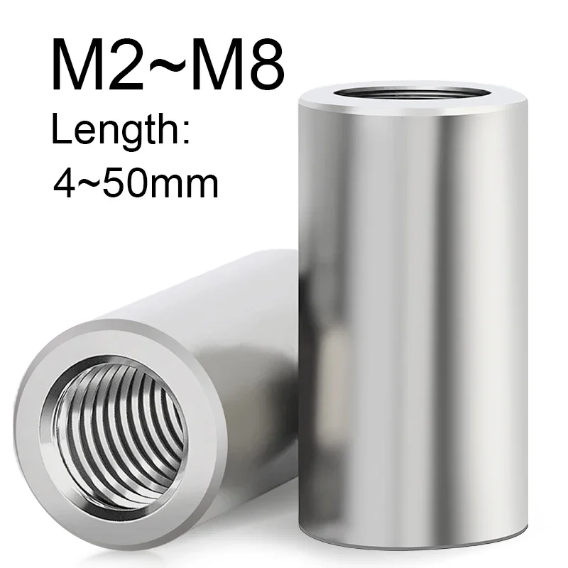1~20szt Cylindryczna nakrętka łącząca M2 M2.5 M3 M4 M5 M6 M8 Nakrętki rurowe ze stali nierdzewnej 304 Długość 4~50mm