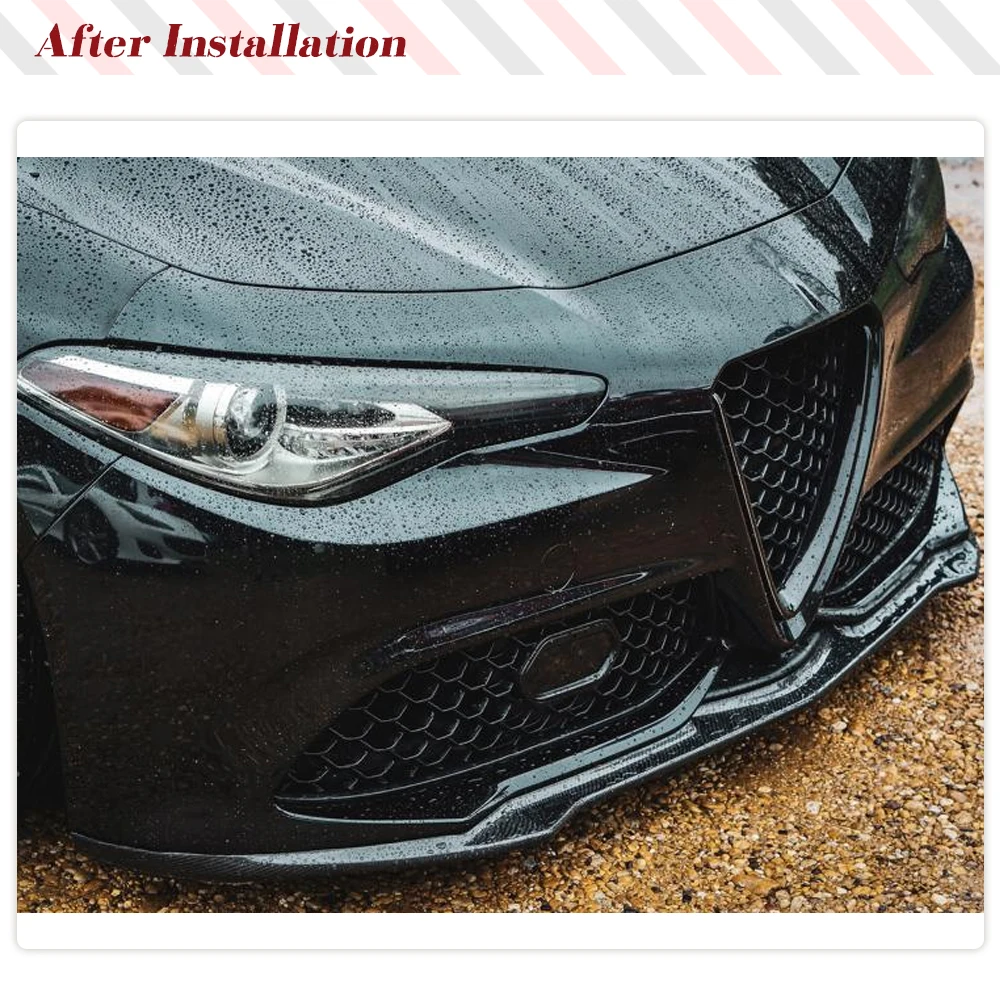 Carbon Fiber Front Bumper Lip for Alfa Romeo Giulia Sport Sedan 4-Door 2016-2021 Car Front Chin Lip Spoiler Splitter Protector