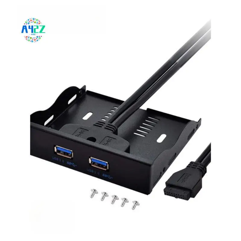 A42Z-USB 3.0 Front Panel 19-Pin To 2-Port USB 3.0 Metal Bracket 3.5-Inch USB Hub Expansion Cable Adapter For PC Desktop