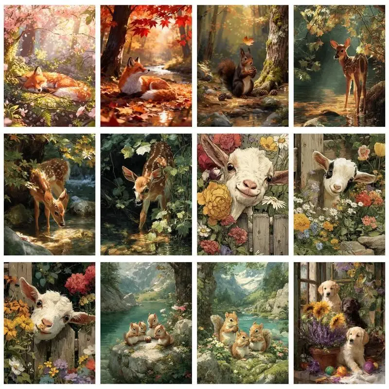 CHENISTORY Malen nach Zahlen, Tierzeichnung auf Leinwand, handgemaltes Gemälde, Kunst, Geschenk, DIY-Bilder nach Zahlen, Kits, Heimdekoration