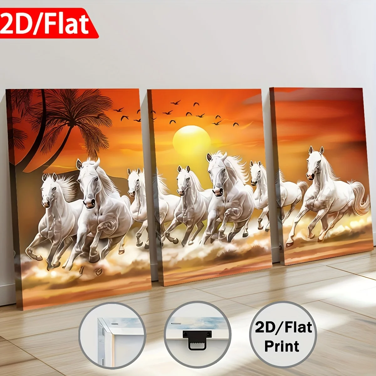 Modern Fashionable Abstract Horse Running Landscape Framed Canvas Painting Ready to Hang Home Decor Wall Art Room Decor Gift