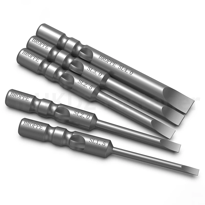 40/60mm 800 Electric Flat Head Screwdriver Bit Set 4mm Round Shank Slotted Electric Screwdriver Bit Magnetic Driver Bits