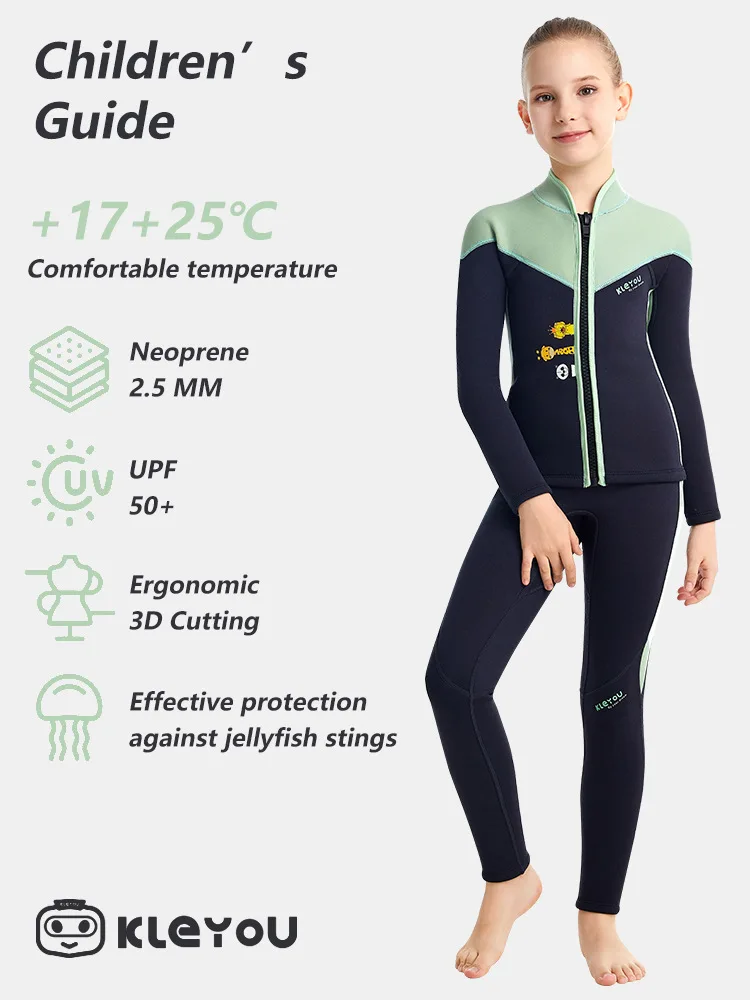 

2.5MM Girl Neoprene Two Pieces Keep Warm Spearfishing Swim Diving Jacket Pants Scuba Water Sports Snorkeling Beach Surf WetSuit