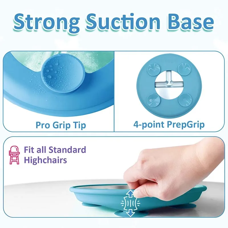 Placa de aço inoxidável com concha de silicone, pratos de alimentação para crianças, ventosa, tigela, pratos infantis, conjuntos de jantar, caixa de presente, 2 peças
