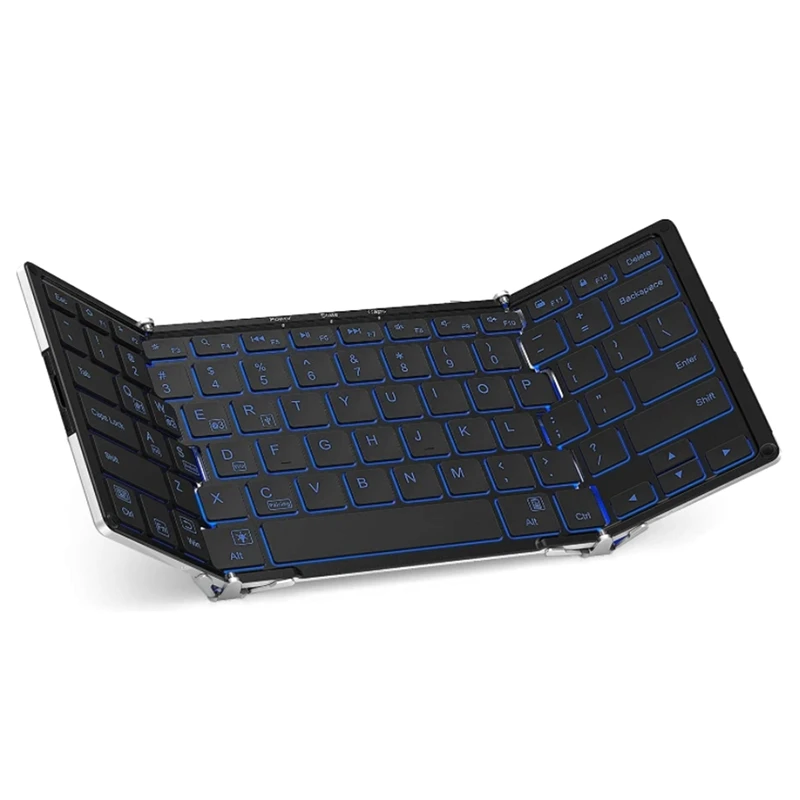 Bluetooth Keyboard with 3-Color Backlight, Bluetooth 5.1 Multi-Device Foldable Keyboard , Suitable for Ios Windows