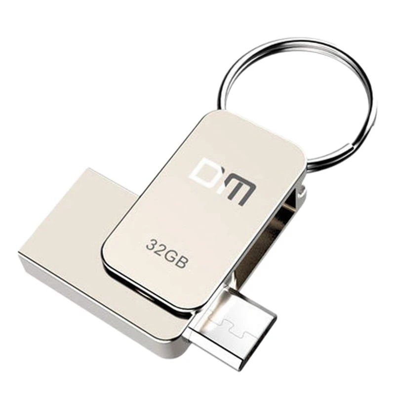 32GB DM PD020 USB Flash Drive U Disk with Key Chain Rotating Carry on USB Flash Disk for Mobile Phone and