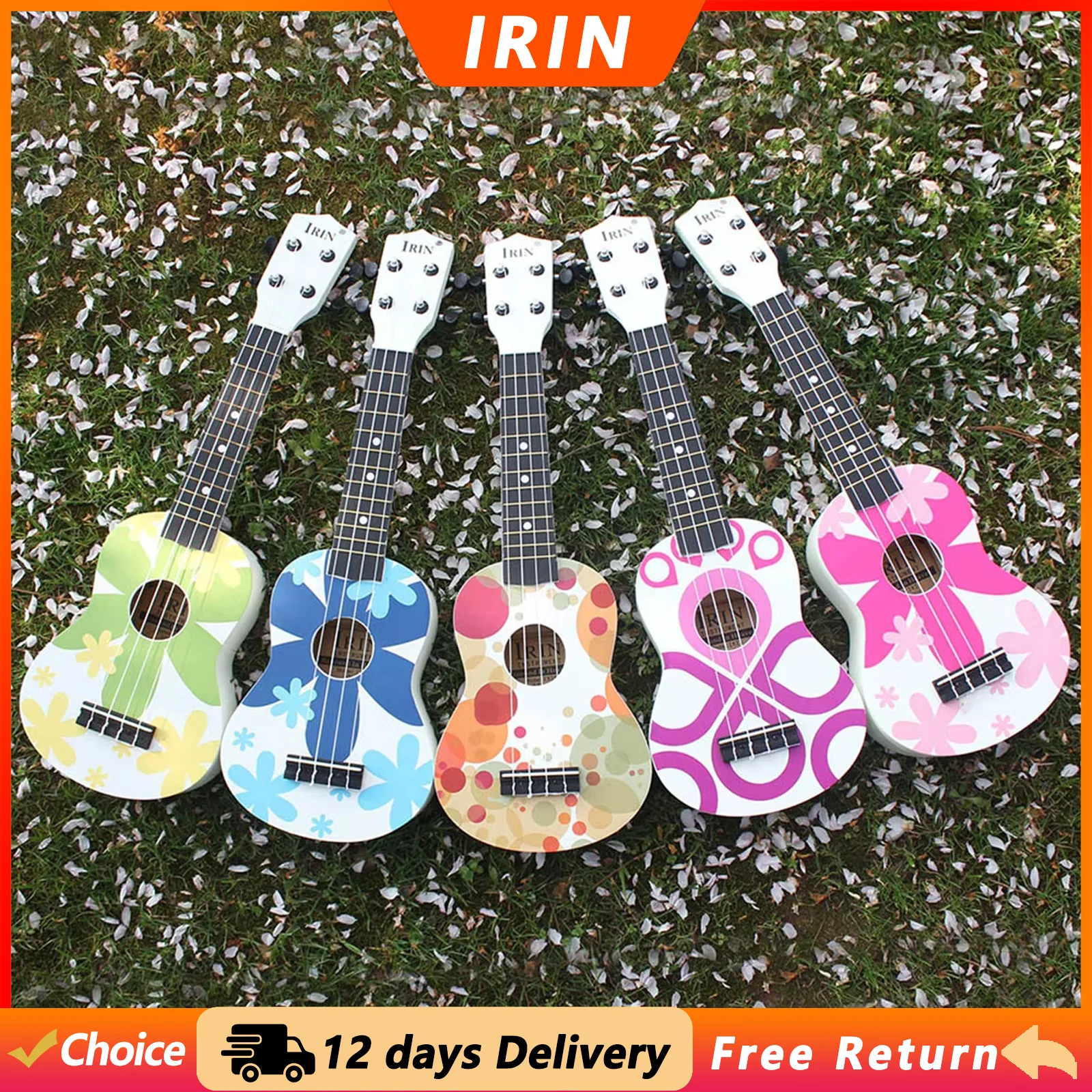 IRIN 21 Inch Ukulele Colorful Basswood Soprano Ukulele Beginner Practice Hawaiian Four String Guitar UK100 Stringed Instruments
