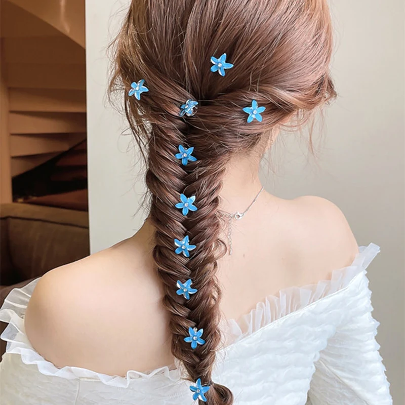10 unids/set Clip de pelo trenzado pequeños botones de flores horquilla chica lindo tocado chica Mini horquilla accesorios para el cabello