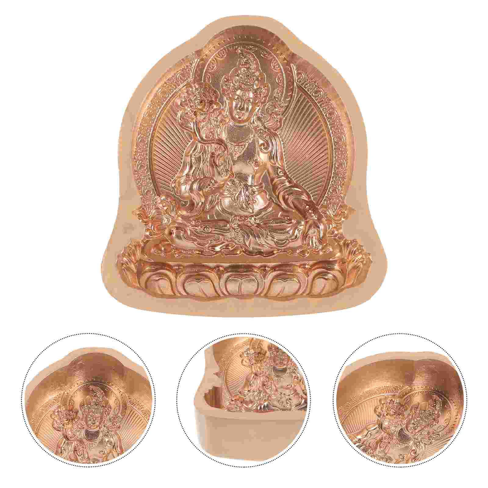 Buddha Statue Tibetan Green Tara Yellow God of Wealth Tsacha Mold Clay (Small White Tara) 1pcs Huang Zinc Alloy