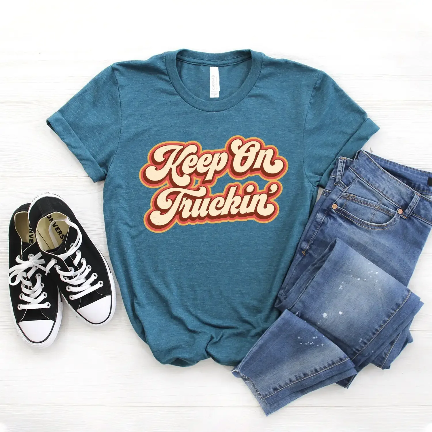 70S T Shirt Retro Hippy Clothing Keep On Truckin Groovy Hippie Softstyle