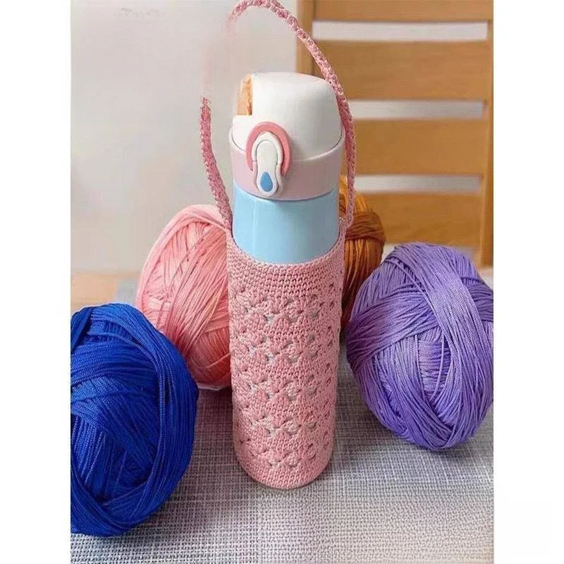 

Upaded Version Ice Silk Tead Handmade Weaving Water Cup Cover Hook Needle DIY Special Hollow Lightweight Bright