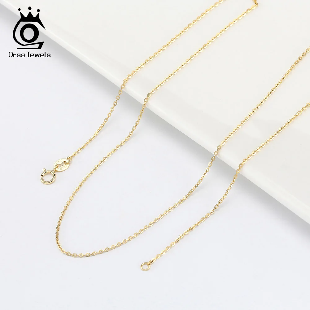 

ORSA JEWELS 925 Sterling Silver Rolo O Cable Link Chain Necklace for Women Men Choker Hip Hop Jewelry Simple Collar Gift OSC20