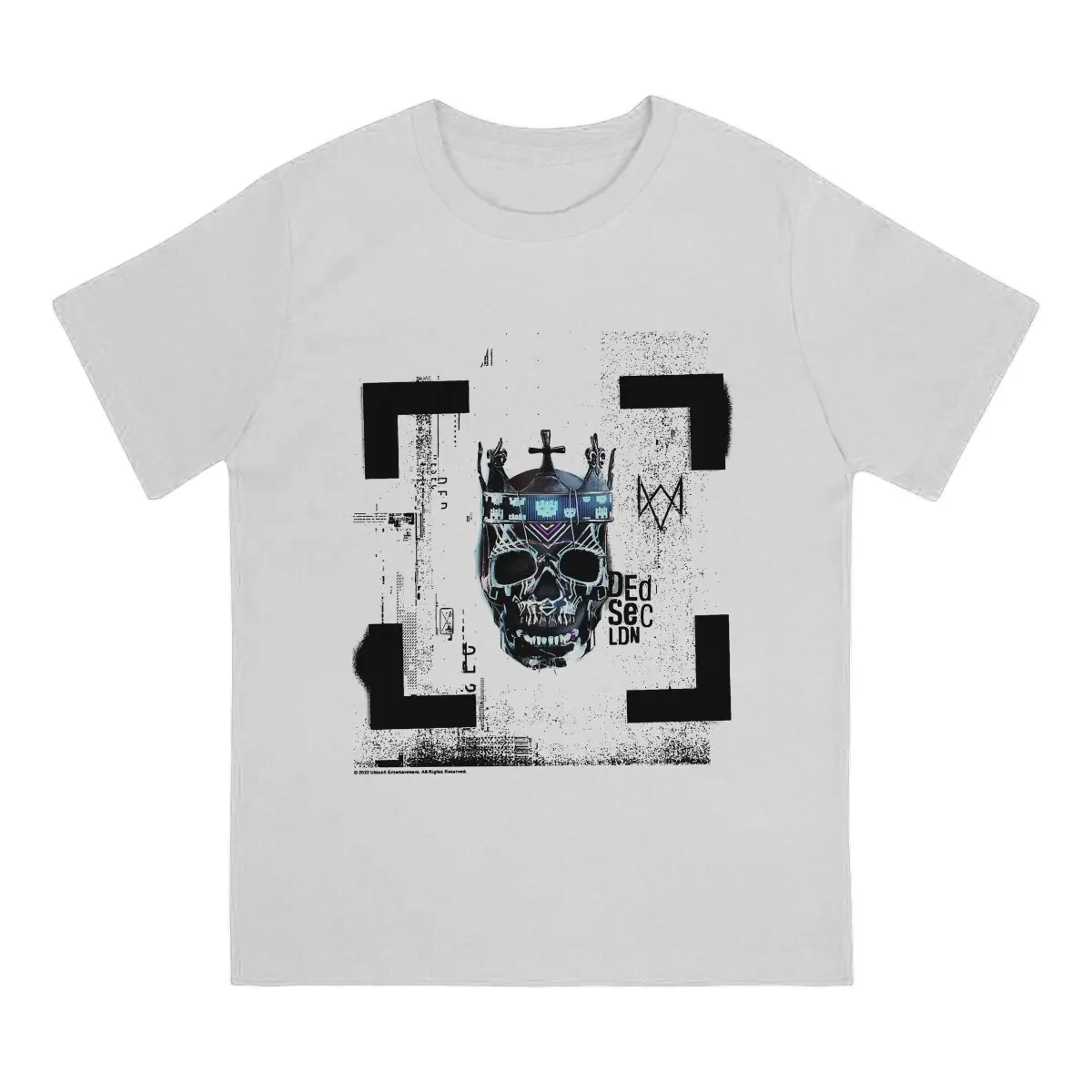 Legion Crowned Skull Glitch Box Up T Shirts Men Crazy T-Shirts Round Collar Watch Dogs Tees Short Sleeve Tops Graphic Printed